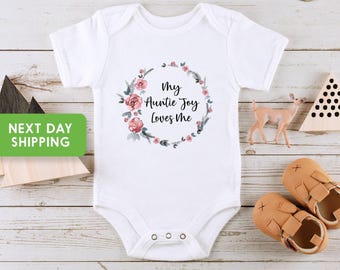 My Auntie Loves Me Onesie®, Personalized Aunt Onesie® for Baby, Cute Baby Clothes Bodysuit Boy, Girl, New Aunt Gift, Baby Shower Gift