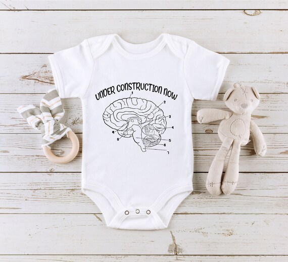 Under Construction Brain Diagram Onesie®, Funny Sayings Onesie 