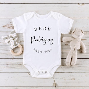 Custom Last Name Baby Onesie®, Spanish Pregnancy Announcement, Pregnancy Announcement Bodysuit, Personalized Last Name Announcement Bodysuit