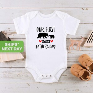 Our 1st Fathers Day Baby Grow Onesie®, Father&#39;s Day Onesie®, First Fathers Day Gift, Dad Gift From Baby, Happy Fathers&#39;s Day Baby Bodysuit