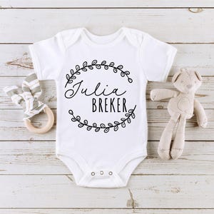 Custom Name Baby Onesie®, Personalized Name Surname Toddler Girl Shirt, Girl Pregnancy Announcement Onesie®