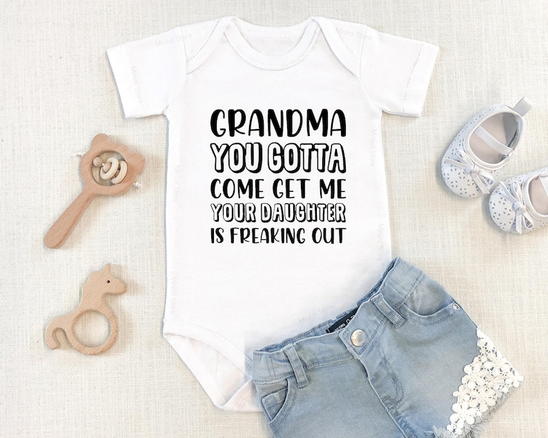 Grandma Get Me Onesie® Funny Newborn Gift, Baby Onesie® Cotton Onesie® Toddler Youth Shirt image 2
