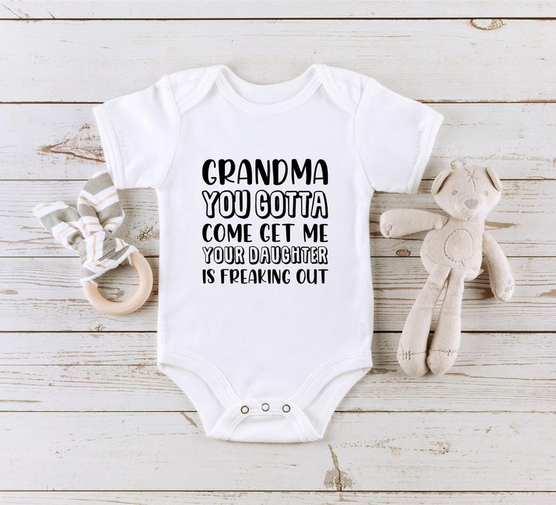 Grandma Get Me Onesie® Funny Newborn Gift, Baby Onesie® Cotton Onesie® Toddler Youth Shirt image 3