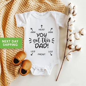 You Got This Dad Onesie®, First Time Dad Gift, Cute Daddy Baby Announcement Gift, Dad Instructions Onesie®, Funny Newborn Gifts For Dad