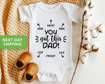 You Got This Dad Onesie®, First Time Dad Gift, Cute Daddy Baby Announcement Gift, Dad Instructions Onesie®, Funny Newborn Gifts For Dad