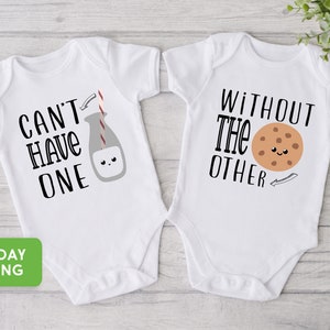 Twin Onesie®, Can't Have One, Without The Other Twin,  Funny Milk And Cookie Twin Shirt, Cute Best Friend Twin Baby Onesie®