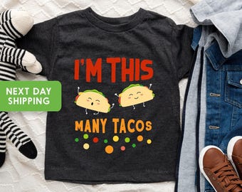 Camiseta de tacos para el segundo cumpleaños, camiseta "Soy una gran cantidad de tacos", camiseta de segundo cumpleaños, regalo mexicano para bebé, camiseta de cumpleaños con tacos, camiseta de cumpleaños para niños