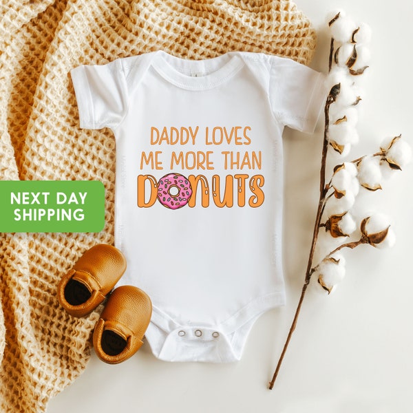 Daddy Donuts Onesie®, New Dad Onesie®, Daddy Loves Me Bodysuit, Funny Doughnut Baby Onesie®