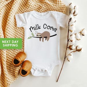 Sloth Baby Onesie® "Milk Coma" Baby Onesie®, Funny Baby Onesie®, Cute Baby Onesie®, Hipster Baby Onesie®