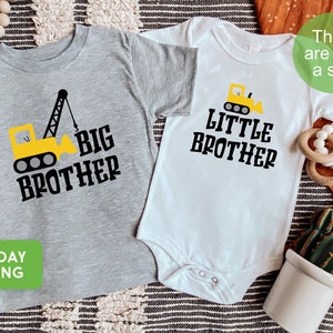 Big Brother Little Brother Shirts, Little Brother Bodysuit, Big Brother Shirt, Digger Shirt, Matching Outfit, Construction, Kid Onesie®