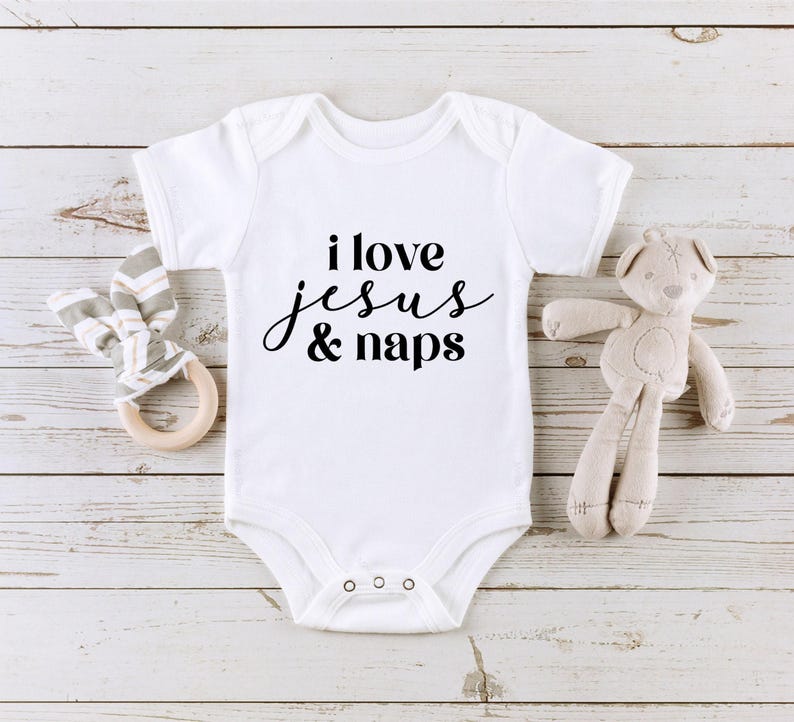 I Love Jesus & Naps Onesie®, Christian Baby Bodysuit, Cute Religious Baby Shower Gift image 4