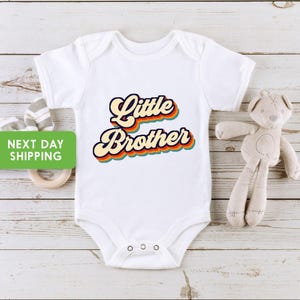 Pregnancy Announcement Onesie®, Retro Little Brother Onesie®, Lil Bro Retro Onesie®, Vintage Little Brother Bodysuit