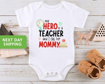 My Hero Is Mommy Bodysuit or Shirt, Teacher Baby Shower Gift, Mom Toddler Shirt, Mother&#39;s Day Gift, Teacher Mother Shirt for Kids