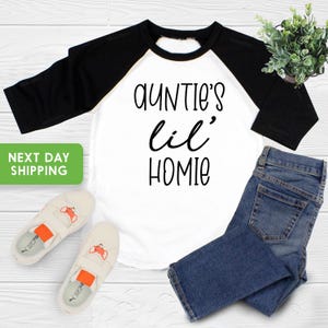 Auntie&#39;s Lil&#39; Homie Toddler Shirt, Niece/Nephew Shirt, Cute Auntie Kids Shirt, Funny Aunt Shirts, Unisex Kids Shirt