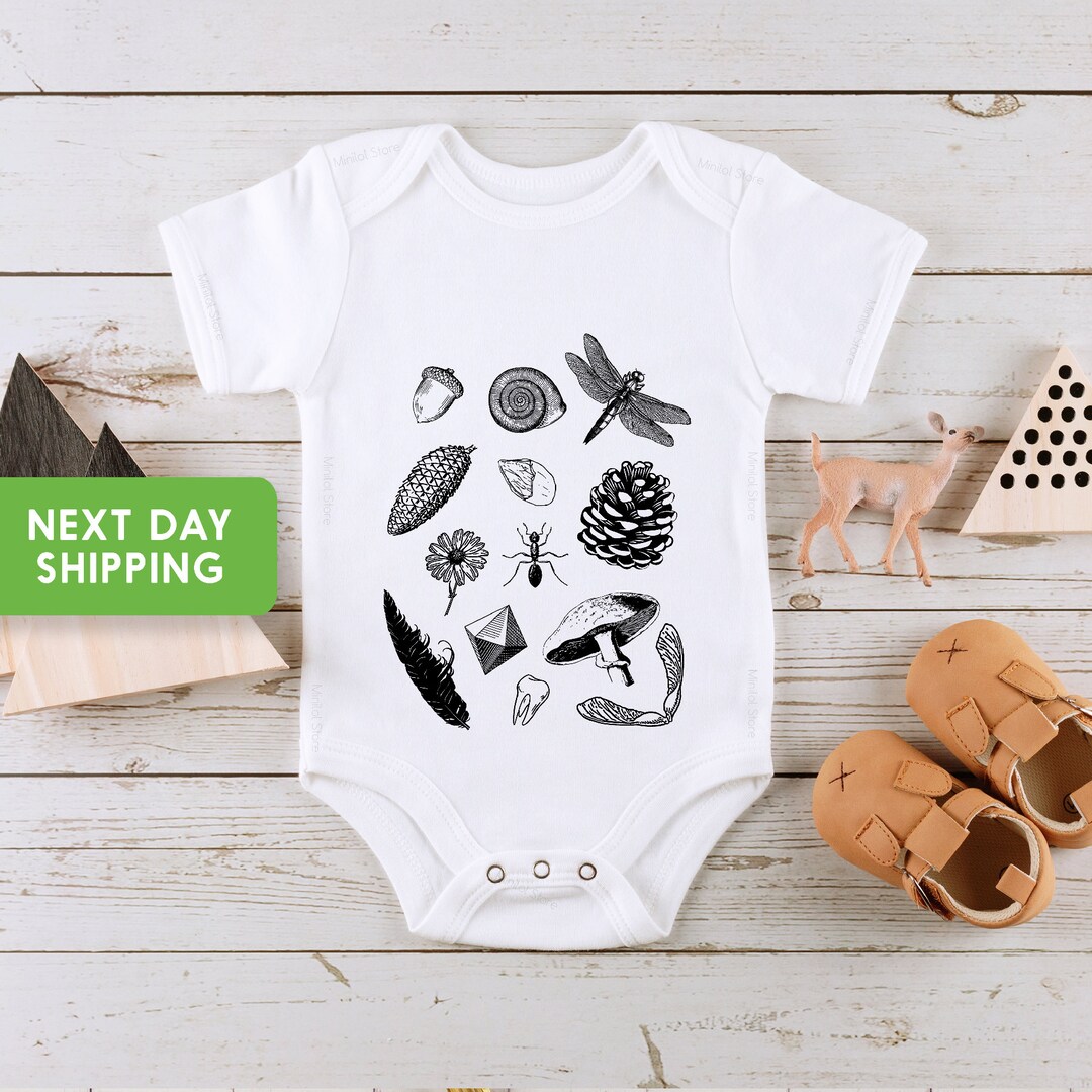 Nature Baby Onesie®, Cute Hiking Onesie®, Mushroom Baby Onesie®, Acorns