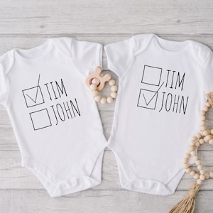 Baby Name Twin Onesie® Set, Funny Best Friends Twin Shirts, Funny Name Twin Onesie®, Cute Best Friend Twin Baby Onesie®, Twin Baby Shower
