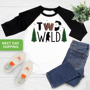 Birthday Boy Shirt 3/4 Baseball Shirt, Two Wild Boy Shirt, Second Birthday Buffalo Plaid Boy Shirt