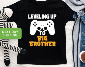 Leveling Up to Big Brother Shirt: Pregnancy Announcement Toddler Tee