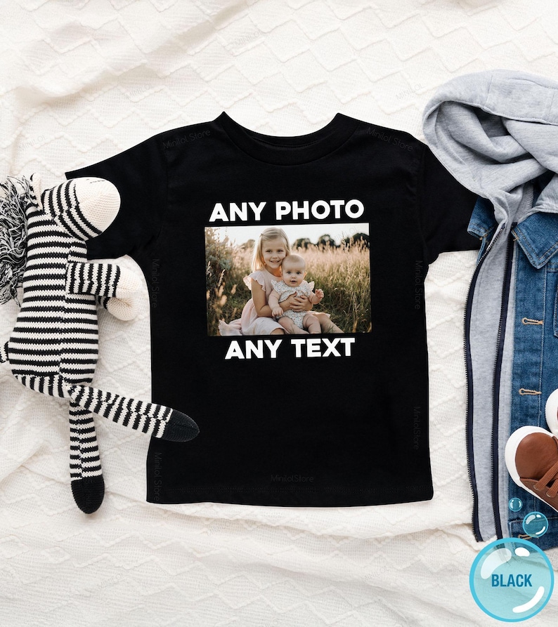Personalized Kids Photo T-shirt, Childrens Custom Photo and Text Shirt image 5