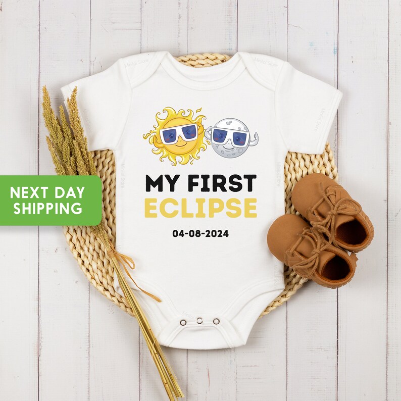 My First Eclipse Onesie®, 8th of April, Baby Outfits for the Eclipse, Eclipse Baby Keepsake, Eclipse Onesie® for Baby, Kids Eclipse Shirt image 1