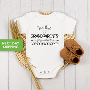 The Best Grandparents Get Promoted to Great Grandparents  Baby Onesie® Grandparents Announcement Onesie® Baby Cute Grandma & Grandpa Onesie®