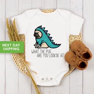 Pug Baby Onesie® Funny Baby Onesie® Hipster Baby Onesie® Cute What The Pug Are You Looking At Baby Onesie® Dog Baby Onesie®