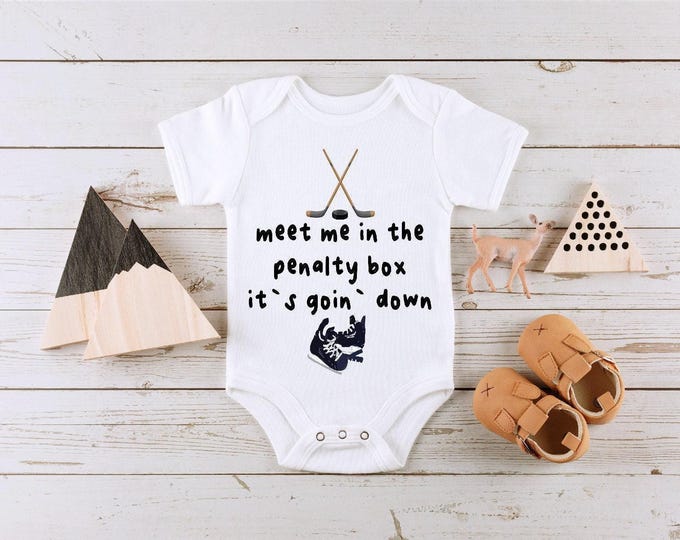 Funny Baby Onesie®, Hockey Penalty Box Onesie®, Baby Shower Gift, Baby Hockey Bodysuit, Hockey Themed New Dad Gift, Surprise Daddy