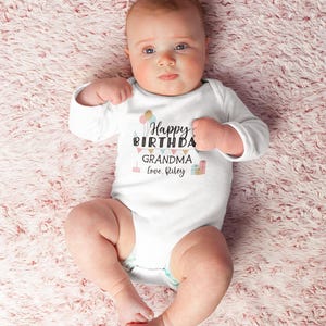 Happy Birthday Grandma Onesie®, Grandma Birthday Shirt, Grandma Baby Clothes, Birthday Present Onesie®, Unisex Baby Clothes, Grandma Onesie® Bild 3