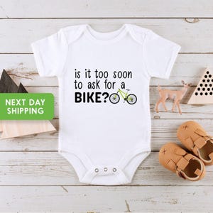 Funny Baby Onesie®, Is It Too Soon To Ask For A Bike Onesie®, Bicycle Baby Gift, Bicycle Baby Onesie®, Cycling Baby Onesie®