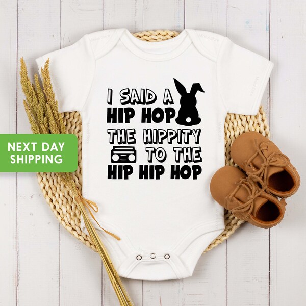 Baby Onesie® Hipster Bunny, I Said A Hip Hop, Easter Onesie® Bunny Onesie® Bodysuit, Baby Boy, Baby Girl, Newborn Clothing