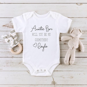 Will You Be My Godmother Personalized Onesie®, Baby Announcement Onesie®, Personalized Baptism Onesie®, Custom Godparent Proposal