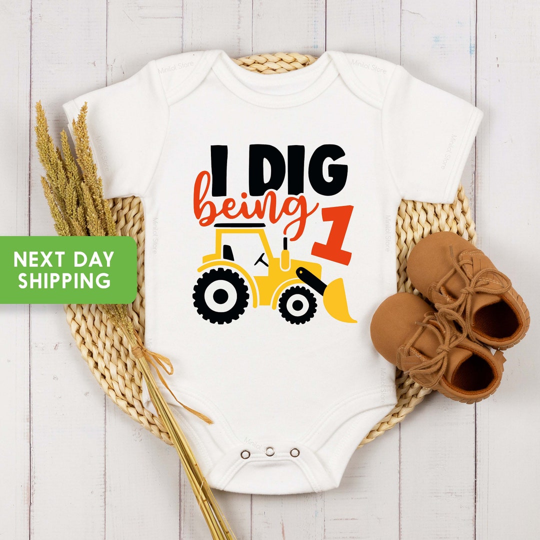 I Dig Being 1 Shirt, Construction Birthday Shirt, 1 Year Old Birthday ...