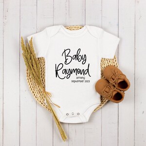 Personalized Last Name Announcement Baby Onesie®, Pregnancy Announcement Baby Onesie®, Modern Announcement Onesie®, Baby Name Onesie®