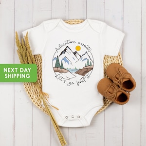 Het avontuur wacht, let's go, babyrompertje, hipster babyromper, schattig babyshirt avontuur, campingbody, babykleertjes avontuur