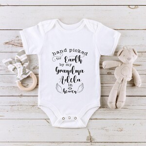 Personalized Grandma Memorial Onesie®, Handpicked For Earth By Grandma In Heaven Onesie®, Handpicked By My Grandma Onesie®, Baby Gift