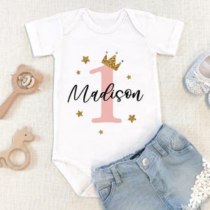 Body personalizado para niña de cumpleaños, traje de bebé niña de cumpleaños con nombre, body personalizado para niña de primer cumpleaños, traje de primer cumpleaños