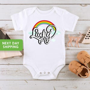 St. Patrick&#39;s Day Lucky Baby Onesie® Cute Lucky Rainbow Baby Onesie® Irish Baby Rainbow Onesie®