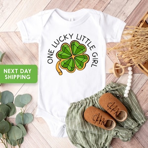 One Lucky Little Girl Onesie®, Lucky Irish Toddler Shirt, Cute Shamrock Infant Bodysuit, Four Leaf Clovers St Patricks Day Lucky Kids Tshirt
