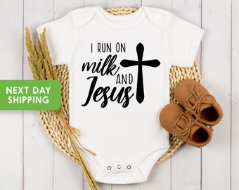 Jesus and Milk Onesie®, Christian Baby Onesie®, Unisex Baby Gift, Unique Baby Gift, Religious Baby Onesie®, Christian Baby Gift, Baptism