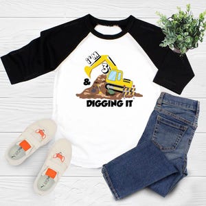I&#39;m 3 And Digging It, Construction Theme Birthday Shirt, 3 Year Old Birthday Shirt, 3nd Birthday Shirt, Three Year Old Construction Party