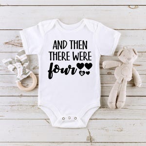 And Then There Were Four Dog Onesie®, Pregnancy Announcement Onesie®, Dog Lover Baby , New Baby Gift, Newborn ,Baby Announcement