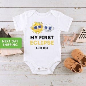 My First Eclipse Onesie®, 8th of April, Baby Outfits for the Eclipse, Eclipse Baby Keepsake, Eclipse Onesie® for Baby, Kids Eclipse Shirt image 2