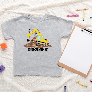 Chemise construction de trois ans, chemise d'anniversaire sur le thème de la construction, j'ai 3 ans et je creuse, chemise d'anniversaire de 3 ans, chemise 3e anniversaire