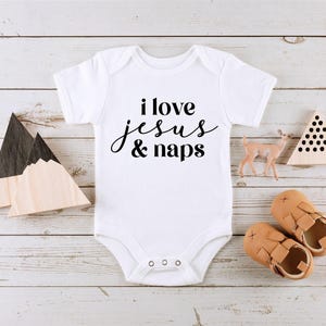I Love Jesus & Naps Onesie®, Christian Baby Bodysuit, Cute Religious Baby Shower Gift image 3