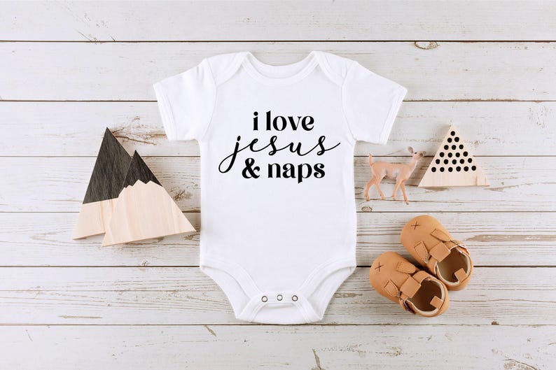 I Love Jesus & Naps Onesie®, Christian Baby Bodysuit, Cute Religious Baby Shower Gift image 3