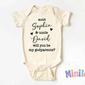 Personalized Godparents Baby Onesie®, Godparents Proposal Baby Onesie®, Aunt And Uncle Will You Be My Godparents Onesie®, Baptism Proposal