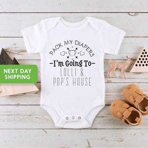 Lolli and Pop Gift Baby Bodysuit Creeper Toddler Shirt, I&#39;m Going To Lolli and Pop&#39;s House, Funny Grandpa and Grandma Present, Clothes