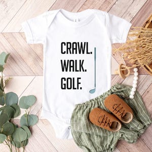 Golfer Baby Onesie®, Crawl, Walk, Baby Onesie®, Golfing Baby Onesie®,Baby Announcement, Cute Sport Lover Bodysuit, Golfer Daddy Gift