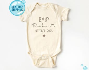 Expecting Due Date Personalized Onesie®, Personalized Announcement Custom Baby Bodysuit, Coming Soon Onesie®