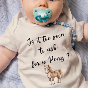 Too Soon to Ask For a Pony Onesie® Brand, Western Onesie® Bodysuit, Cowboy Baby Bodysuit, Cowgirl Baby Onesie®, Cute Newborn Outfit